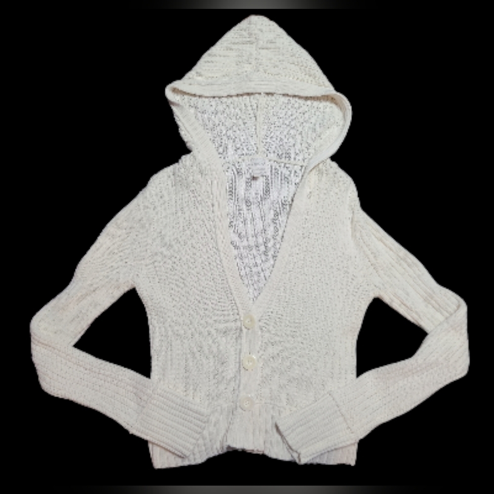 Aeropostale Women's White Hooded Cardigan